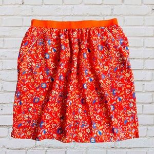 NAF NAF orange & floral print mini skirt